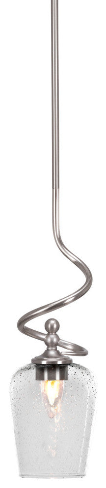 Capri Stem Mini Pendant In Brushed Nickel Finish With 5" Clear Bubble Glass