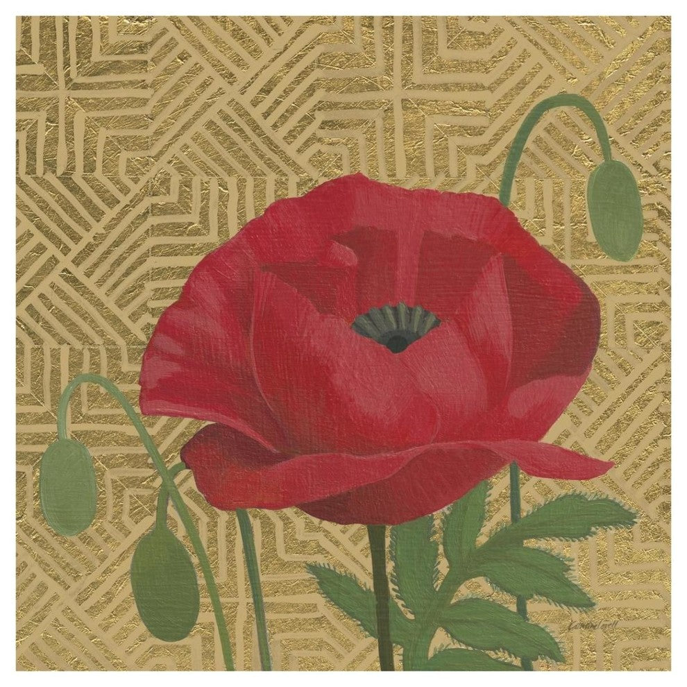 "Poppy with Pattern" Digital Paper Print by Kathrine Lovell, 42"x42"
