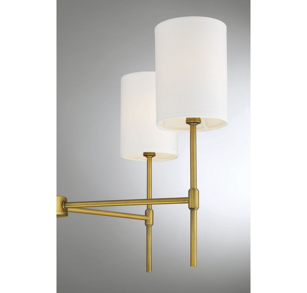 5-Light Chandelier, Matte Black, Natural Brass