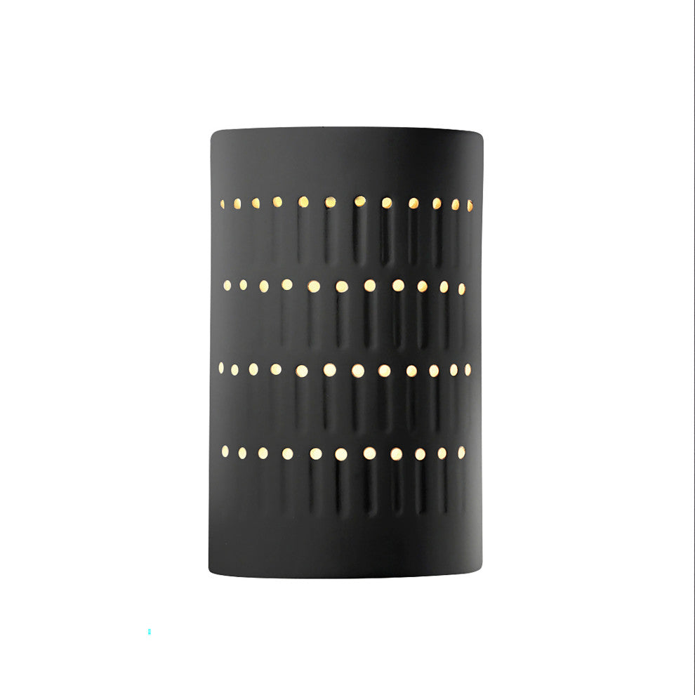 Ambiance Small Cactus Cylinder Outdoor Wall, Matte Black