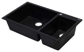 ALFI AB3319DI-BLA Black 34" Double Bowl Drop In Granite Composite Kitchen Sink