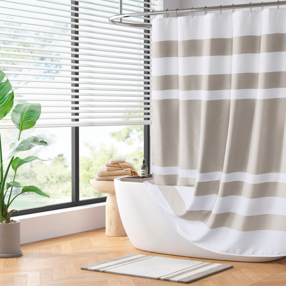 Madison Park Spa Waffle Shower Curtain With 3M Treatment