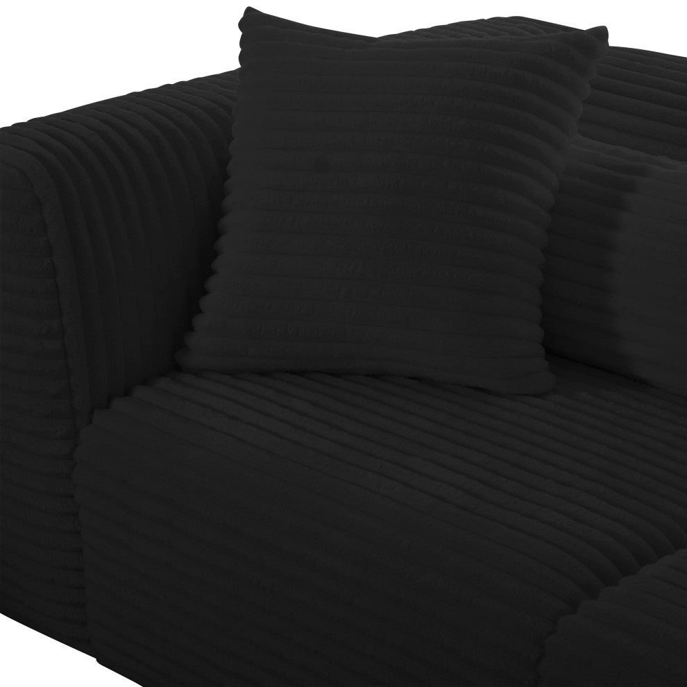 Tarra Fluffy Oversized  Corduroy Modular Loveseat, Black