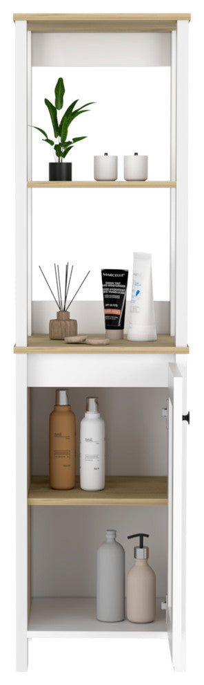 DEPOT E-SHOP New Haven Linen Cabinet, Light Oak/White