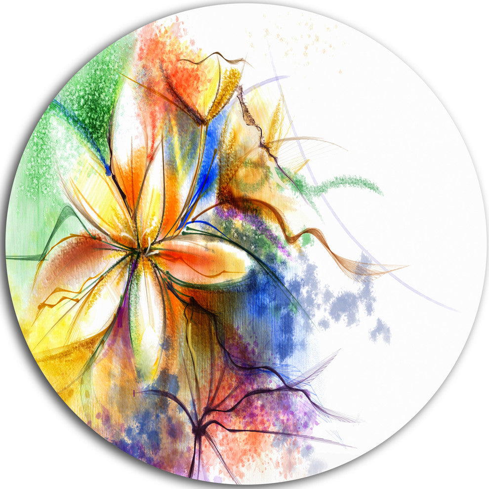 Abstract Multi-Color Flower Fusion, Flower Round Wall Art, 11"