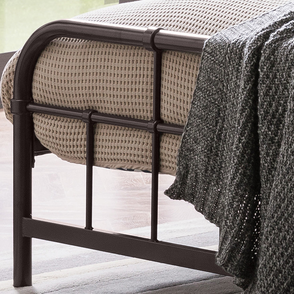 GDF Studio Sylvia Industrial Queen Iron Bed Frame, Hammered Copper