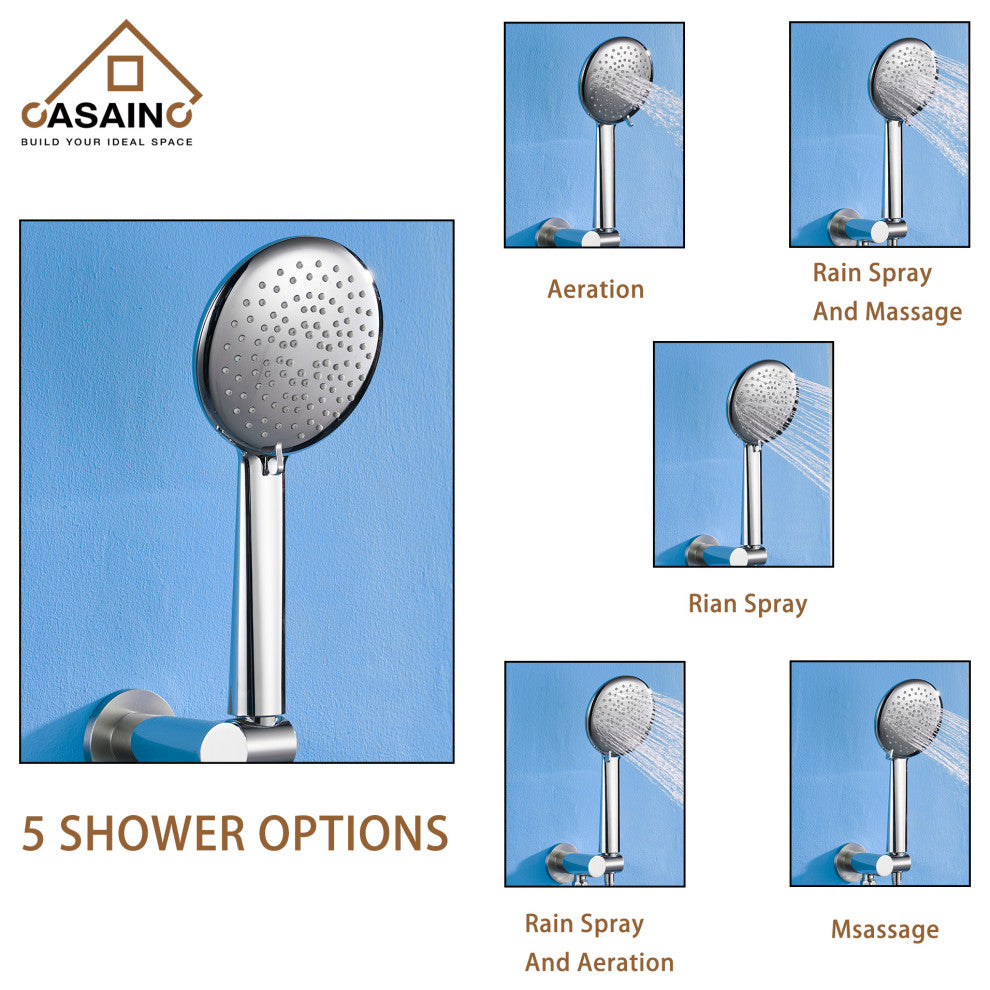 9.5 inch Wall-mounted Complete Shower System with Handheld and Tub Spout, Chrome