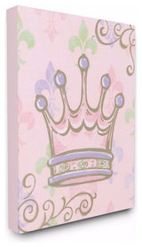Stupell Industries Crown with Fleur de Lis on Pink Background, 30 x 40
