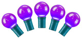 Vickerman 25-Light LED Light Set G30 Ceramic, Green Wire 8" Spacing 16', Purple