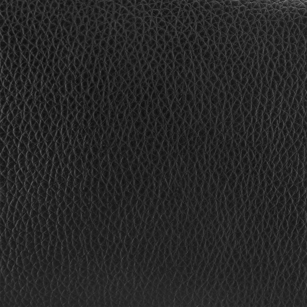 Noran Swivel Bar Stool, Brushed Stainless Steel With Black Faux Leather