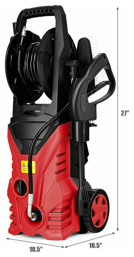 Costway 2030PSI Electric Pressure Washer Cleaner 1.7 GPM 1800W w Hose Reel Red