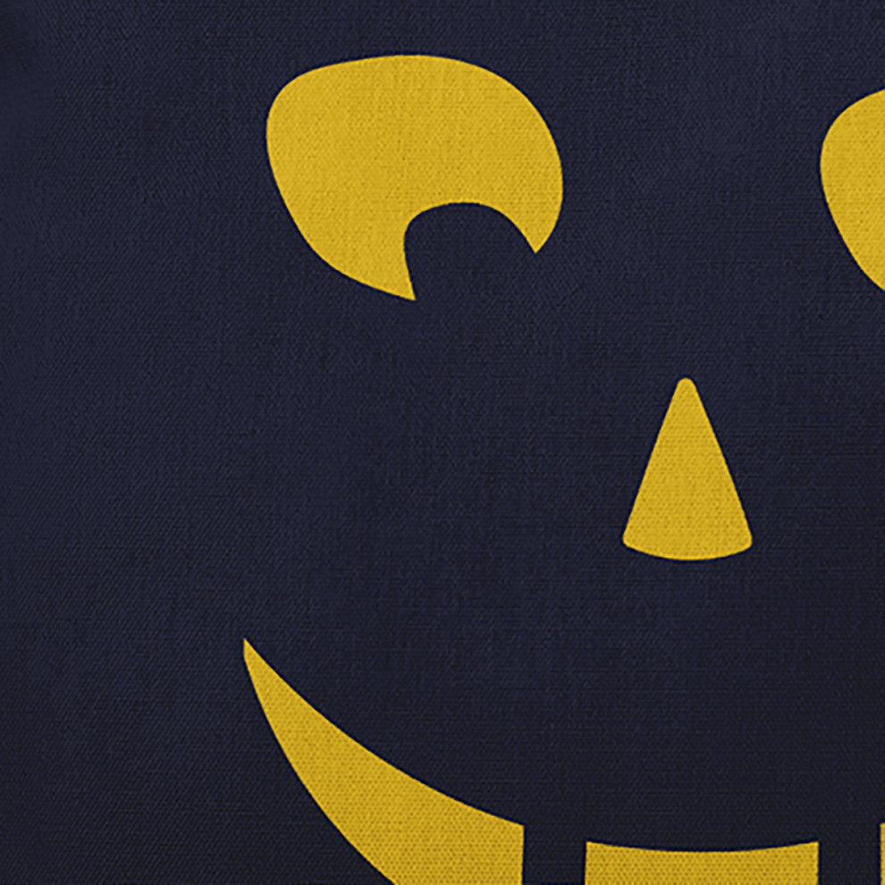 Halloween Jack-O-Lantern Left Accent Pillow, Navy, 20"x20"
