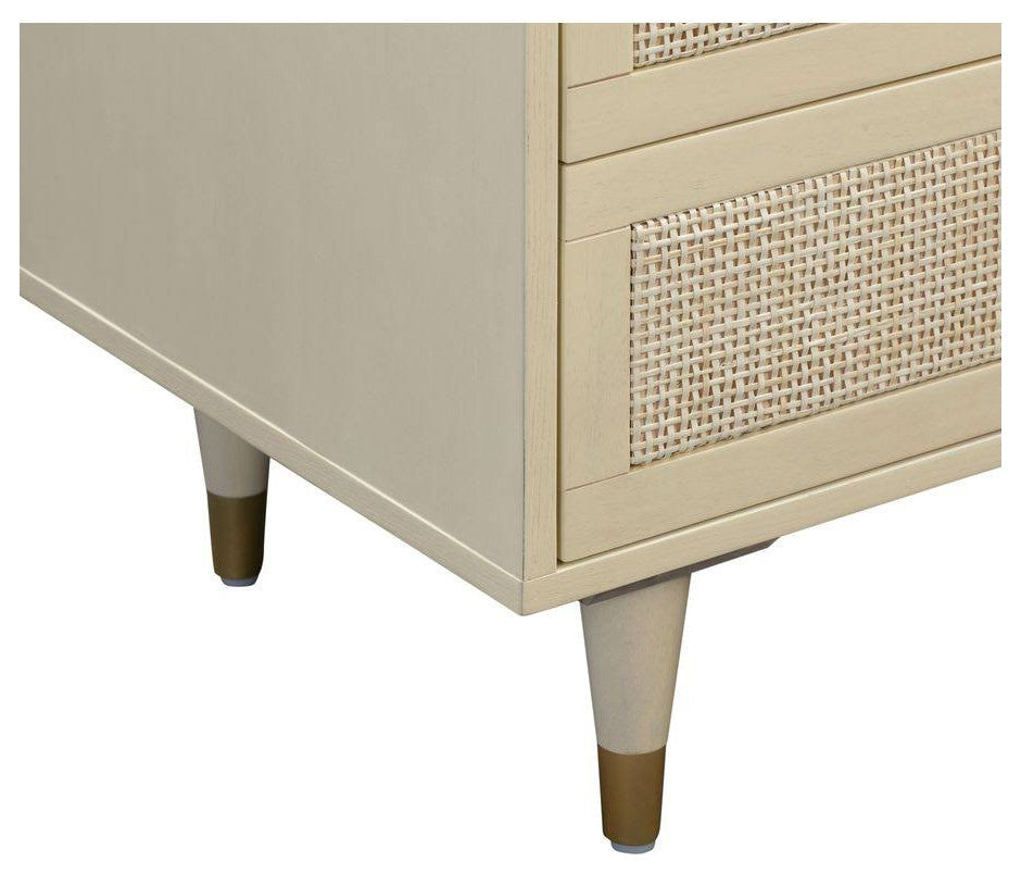 Sierra 6 Drawer Dresser, Beach Rattan Cabinet, Jungle Wicker Chest, Buttermilk