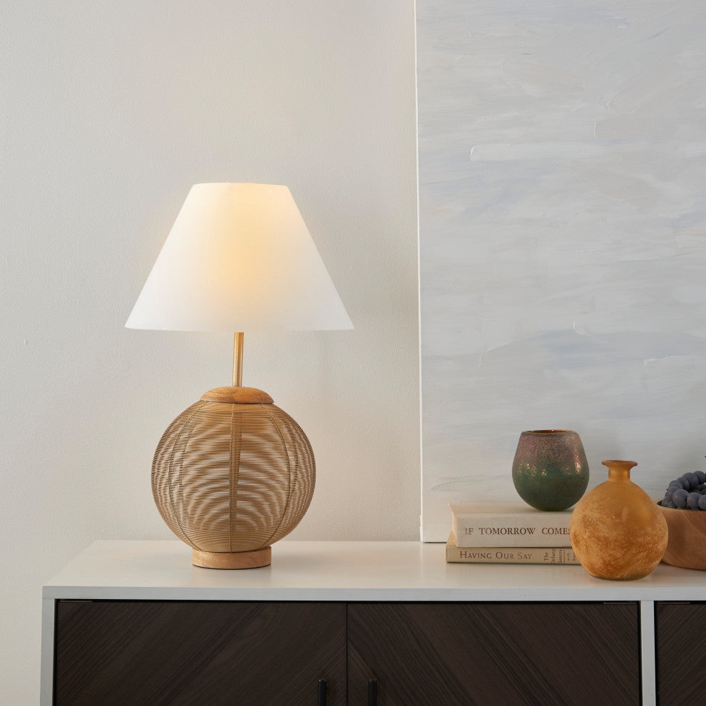 Nourison BST02 Table Lamp, Gold, 12" x12" x 21"