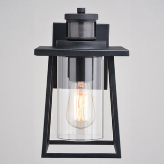 Geneva 7-in. W 1 Light Black Motion Sensor Dusk to Dawn Outdoor Wall Lantern