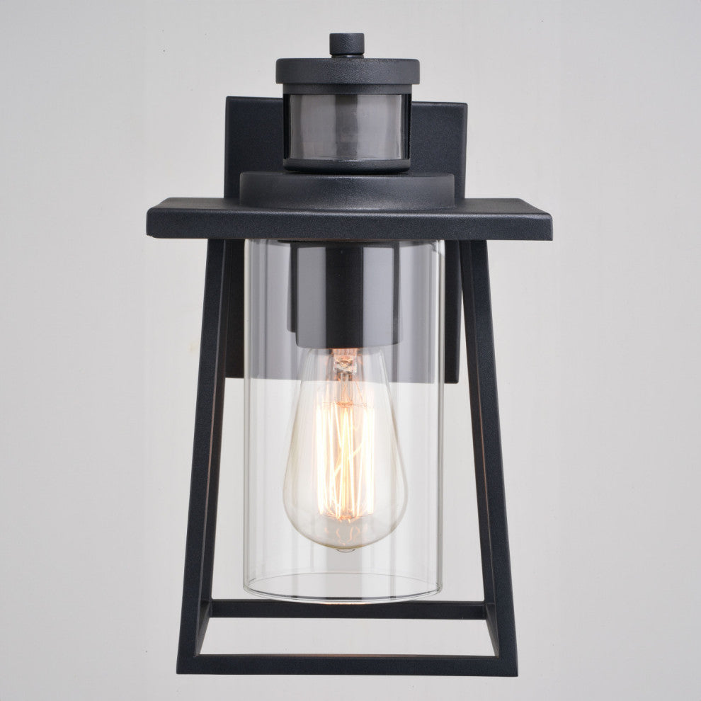 Geneva 7-in. W 1 Light Black Motion Sensor Dusk to Dawn Outdoor Wall Lantern