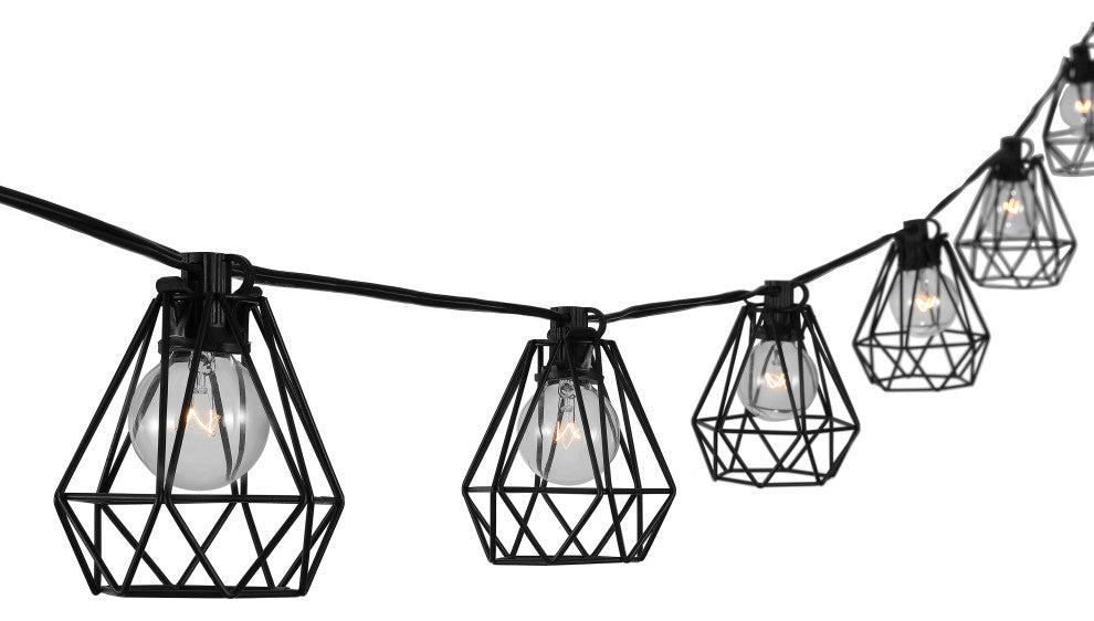 10-Light Indoor/Outdoor 10' Contemporary G40 String Lights, Black
