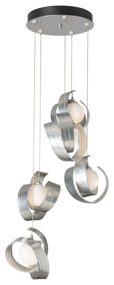 Riza 5-Light Pendant Sterling Opal Glass Standard