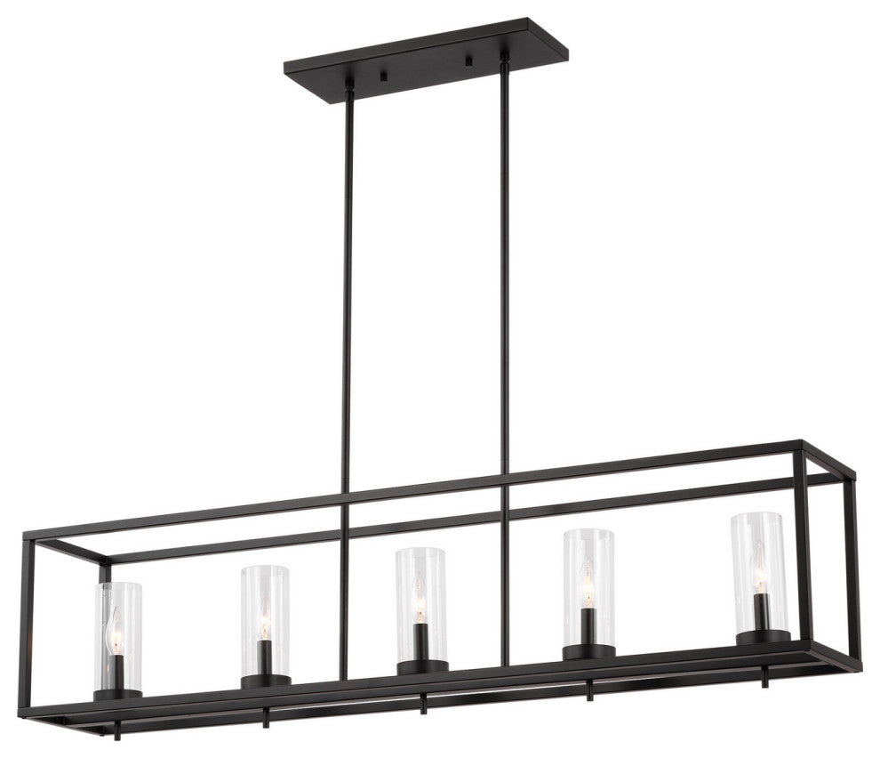 Zire 5-Light Island Pendant, Midnight Black