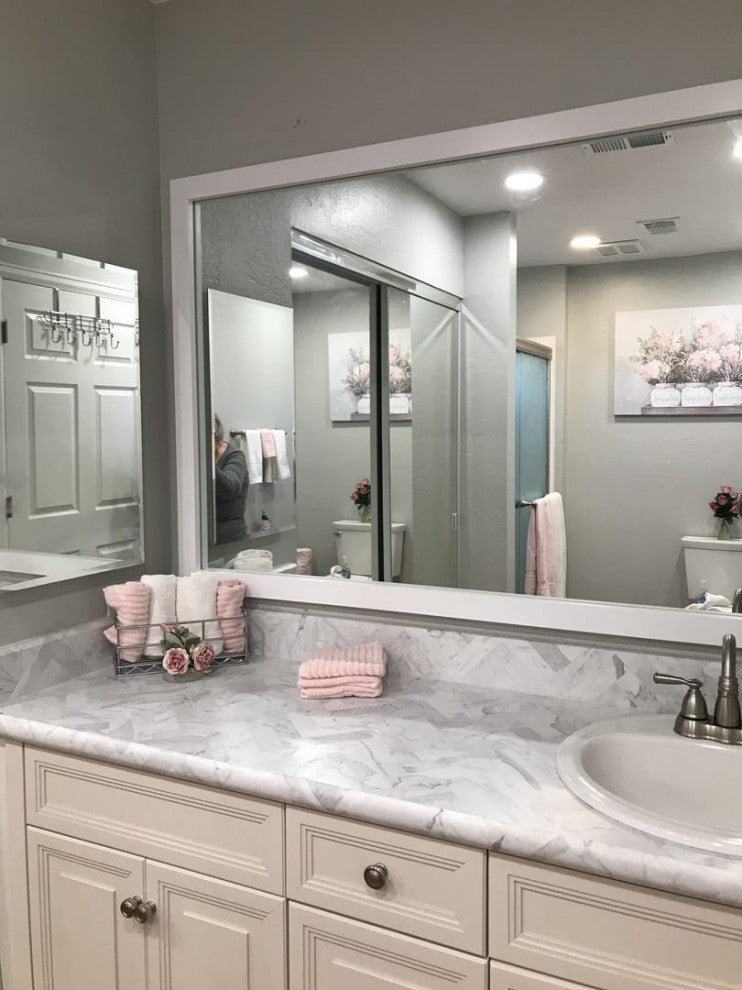 Meade Framed Wall Mirror, White, 28"x48"