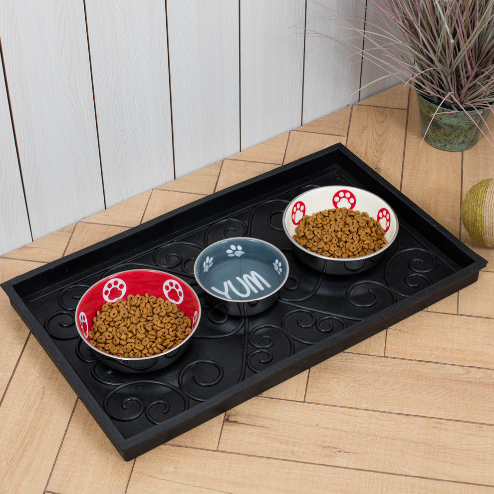 24.5"x14"x1.5" Natural/Recycled Rubber Boot Tray Tan Coir Insert