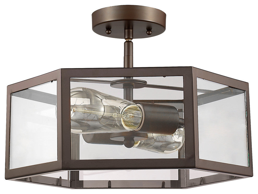 Ironclad 2-Light Rubbed Bronze Convertible Ceiling Mini Pendant