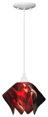 Small Jezebel Signature Flame Pendant, Azalea, White Base