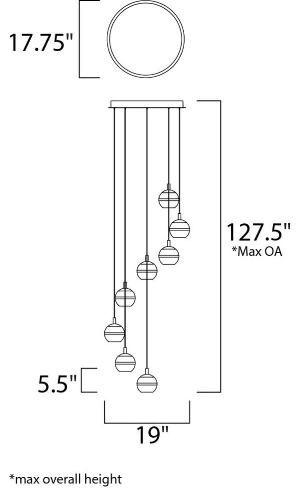 ET2 Lighting Swank 8-Light Pendant, Polished Chrome
