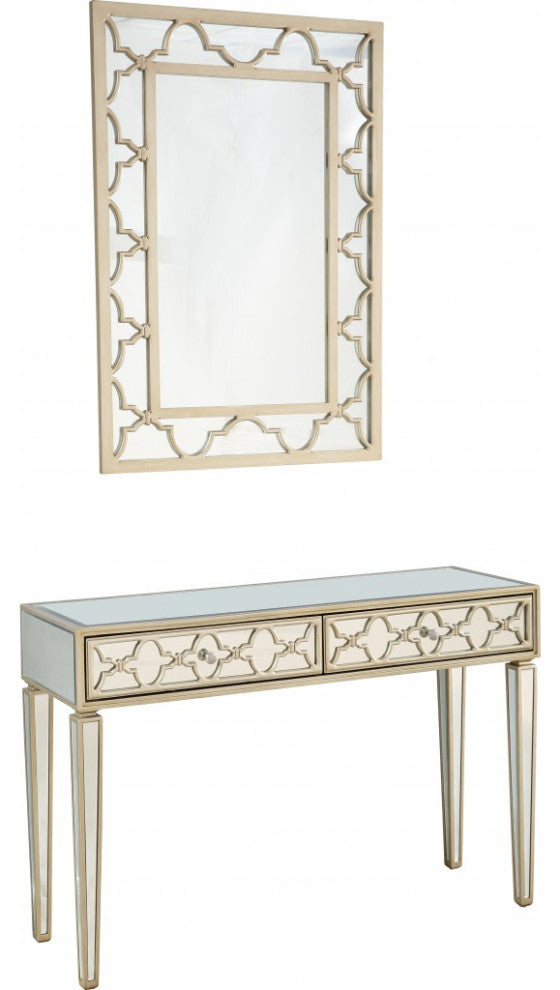 Champagne Glass Mirror and Console Table