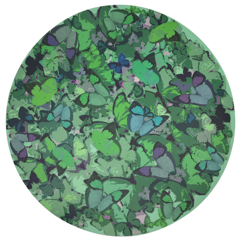 Mariposa Green 16" Round Pebble Placemat, Set of 4