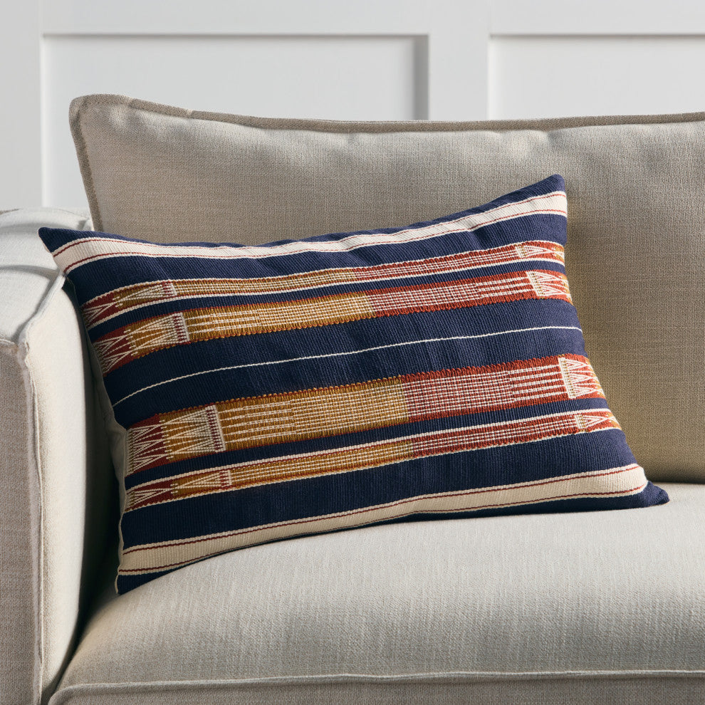 Jaipur Living Patkai Tribal Navy/Cream Poly Fill Pillow 16"X24" Lumbar