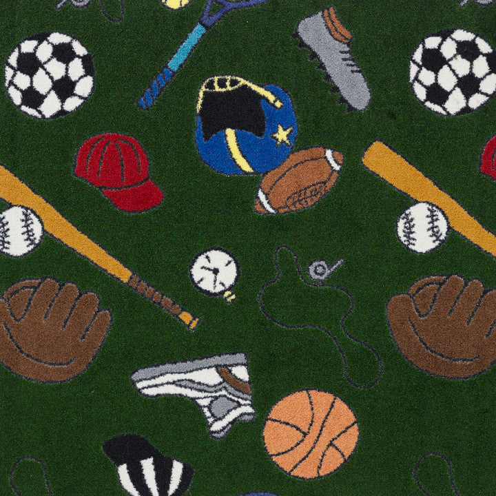 12'x22' Custom Area Rug Multi Sports, Nylon Stainmaster Carpet, Green