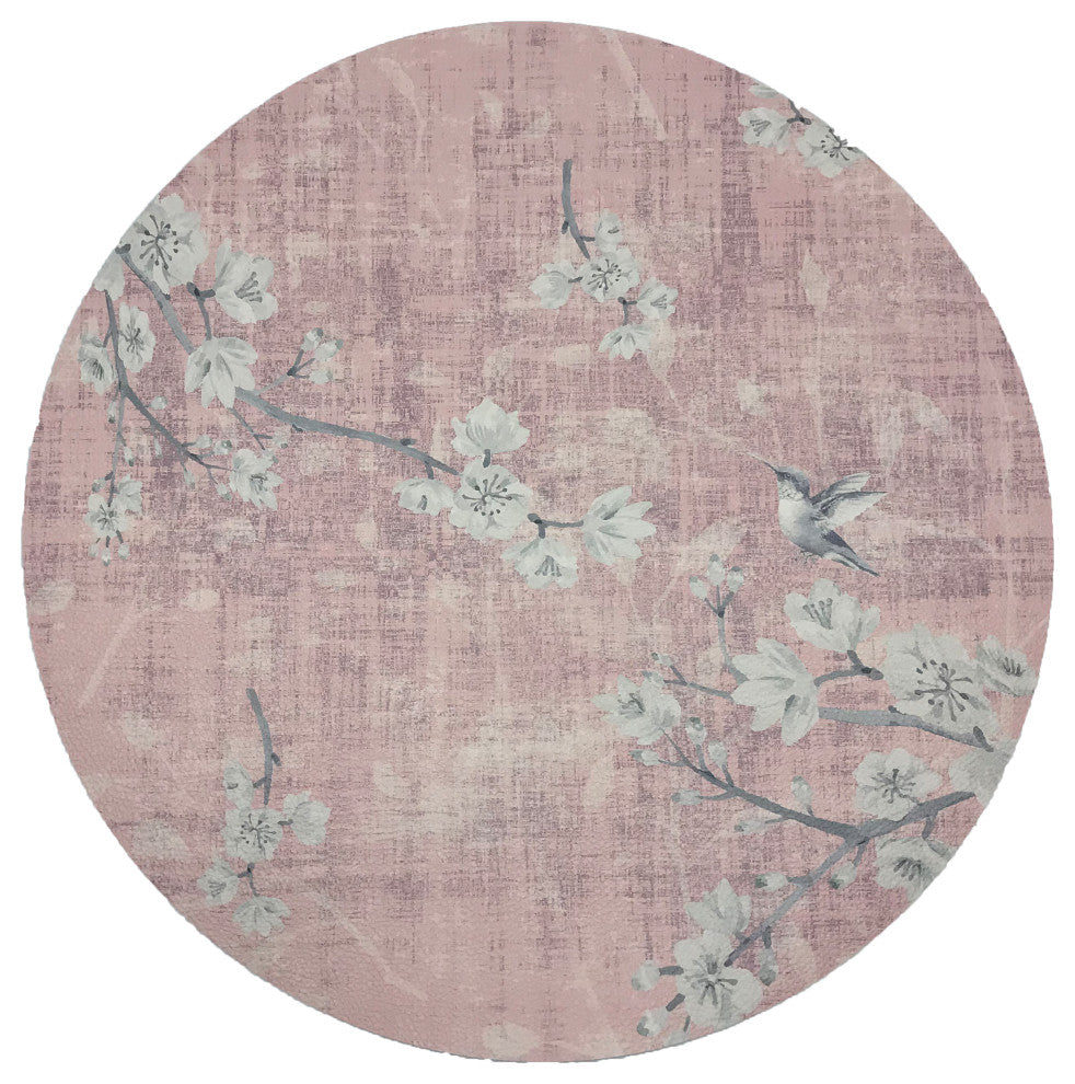 Blossom Fantasia Soft Pink 16" Round Pebble Placemat, Set of 4