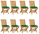 Vidaxl Garden Chairs With Green Cushions, Set of 8