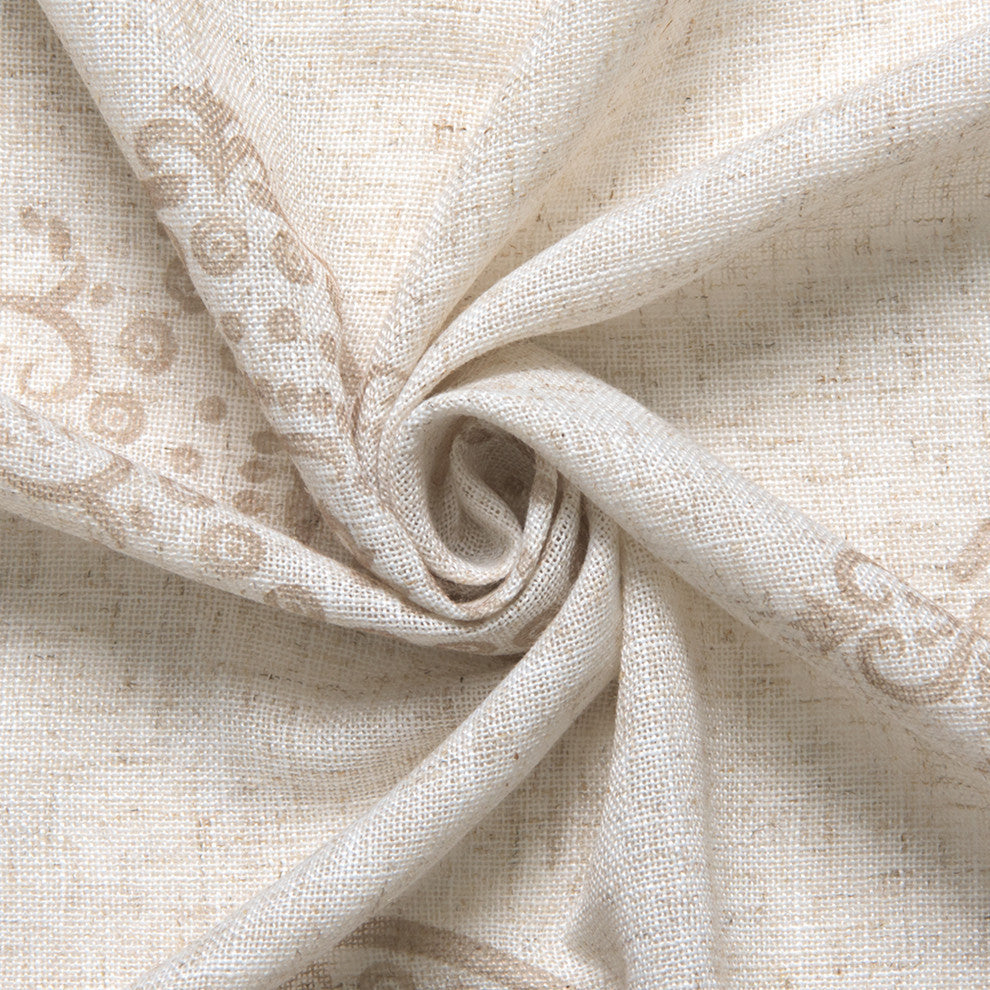 Royal Medallion Linen Blend Blackout Curtain, Beige, 52"x84"