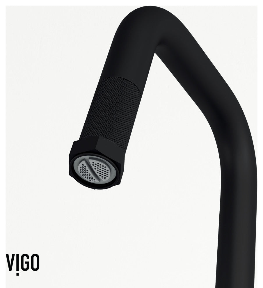 VIGO Hart Angular 18" H Single Handle Pull-Down Kitchen Faucet, Matte Black, Without Extras