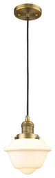 Small Oxford 1-Light LED Pendant, Brushed Brass, Glass: Matte White Cased
