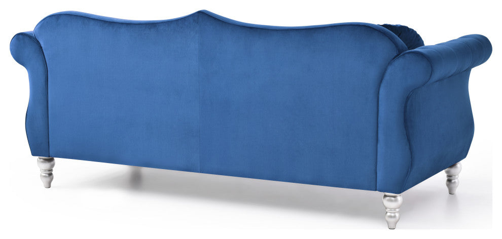 Hollywood Velvet Tufted Sofa, Navy Blue