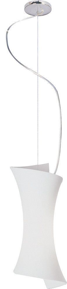 Conico-Single Pendant, Satin Nickel, 5.5"x12.5", Opal White