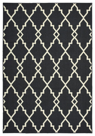 Oriental Weavers Marina Black/ Ivory Geometric Indoor/Outdoor Rug 5'3"X7'6"