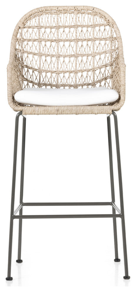 Bandera Outdoor Stool WithCshn-White-Bar