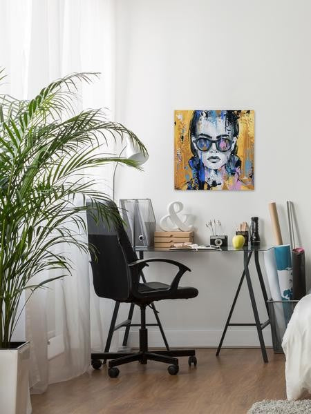 "Serious Chic" Painting Print on Wrapped Canvas, 18"x18"