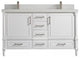 Aberdeen 60 Double Bathroom Vanity in White 2" Carrara Quartz