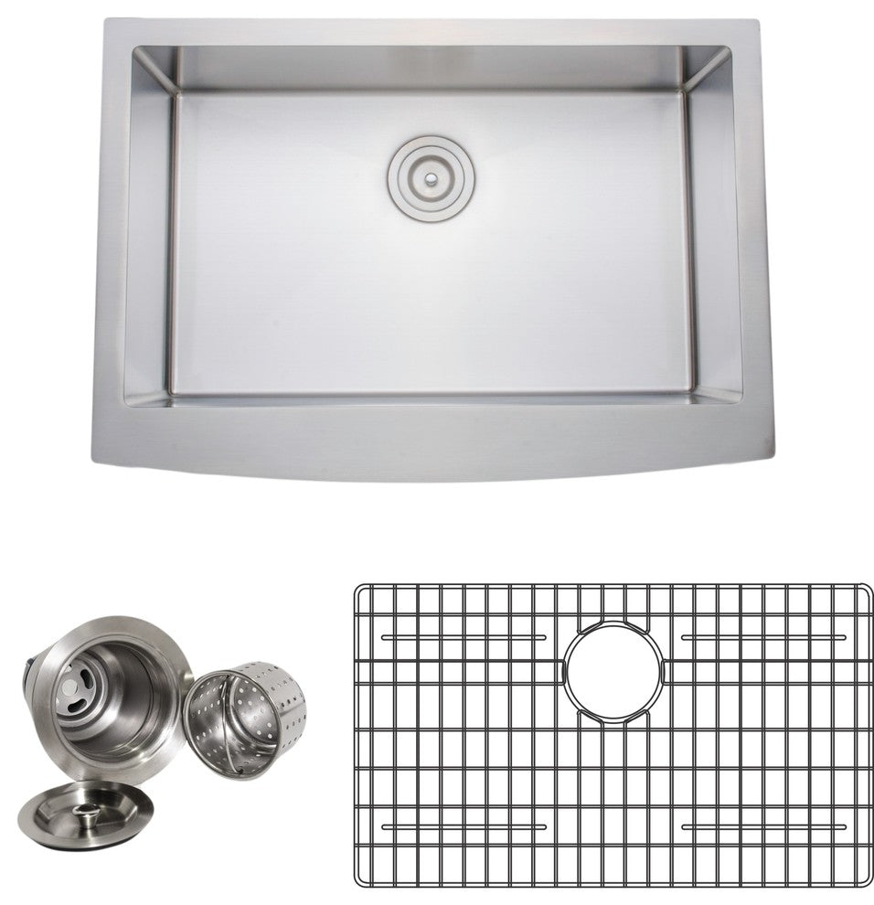 Wells Sinkware Handcrafted 16-gauge Apron Stainless Steel Single Kitchen Sink