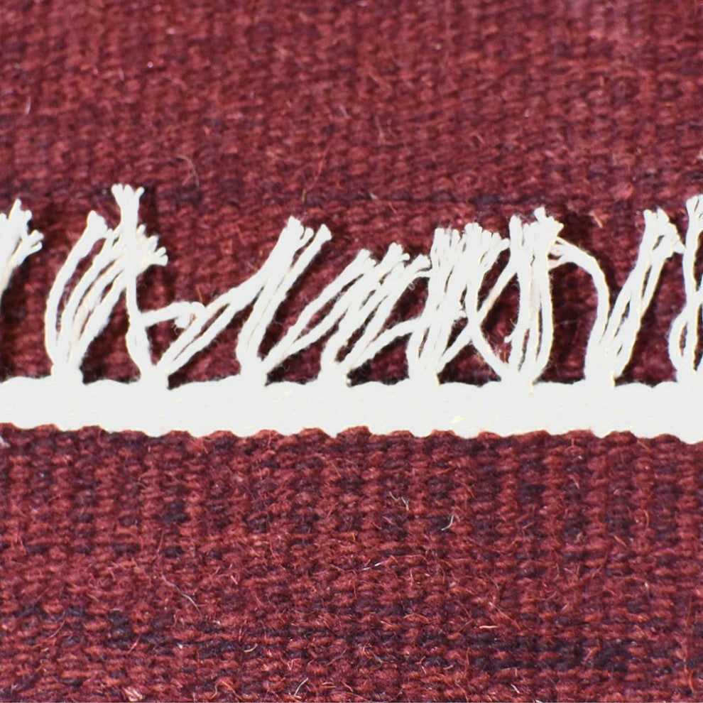 HAND WOVEN FLAT WEAVE KILIM WOOL ECO-FRIENDLY AREA RUGS-Solid,Dark Red