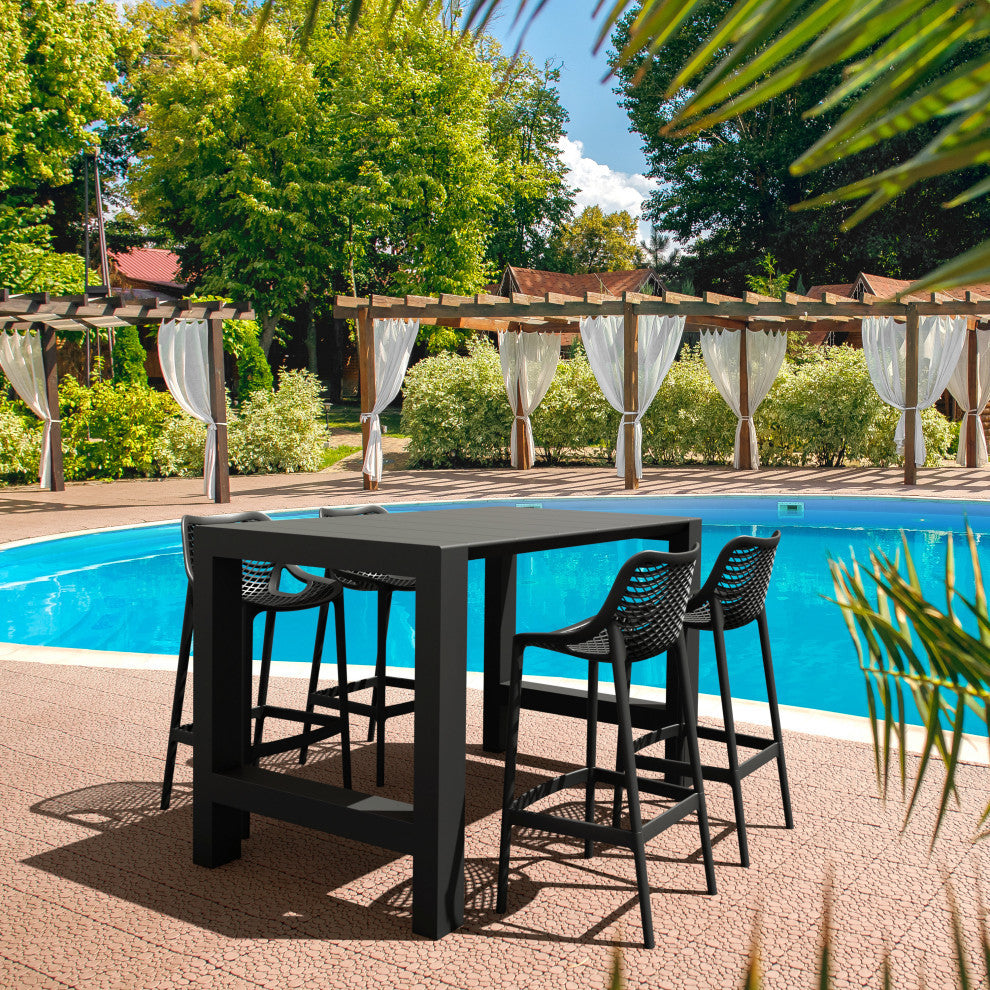 Vegas Air 5-Piece Bar Set With 39"-55" Extendable Black