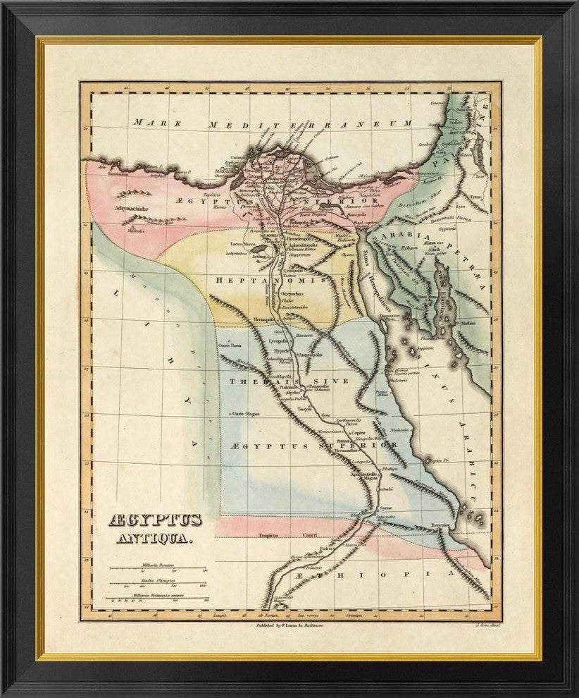 "Aegyptus Antiqua, 1823" Framed Canvas Giclee by Fielding Lucas, 28x34"