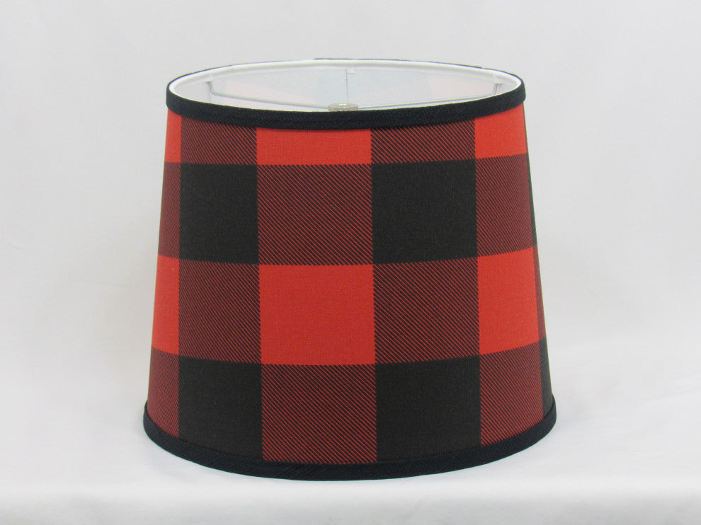Red and Black Buffalo Plaid Lamp Shade, Red and Black, 14"