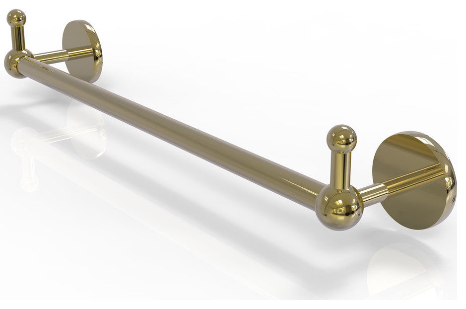 Prestige Skyline 18" Towel Bar with Integrated Hooks, Unlacquered Brass