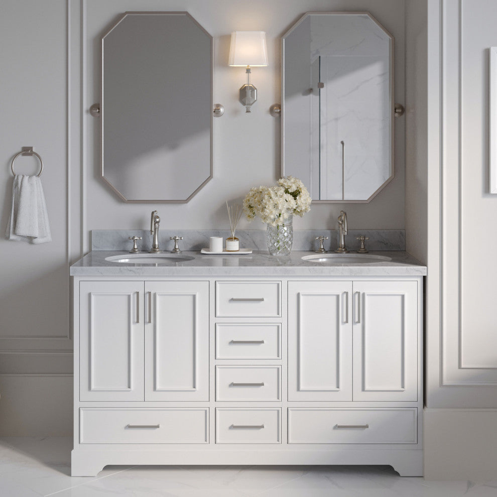 Ariel Stafford 60" Double Sink Bathroom Vanity Base, White